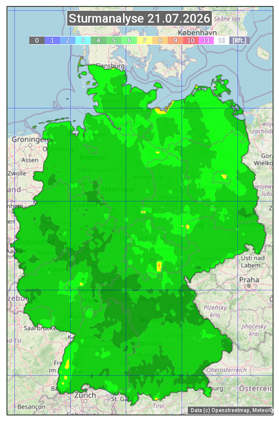 Karte mit Unwetteranalyse