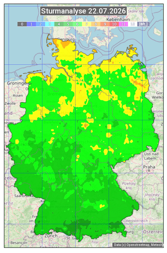 Karte mit Unwetteranalyse