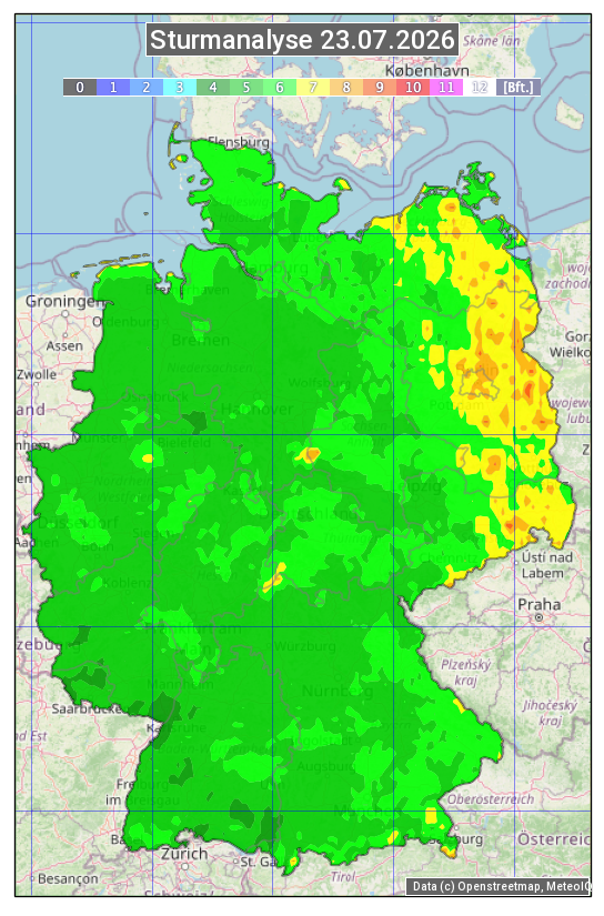 Karte mit Unwetteranalyse