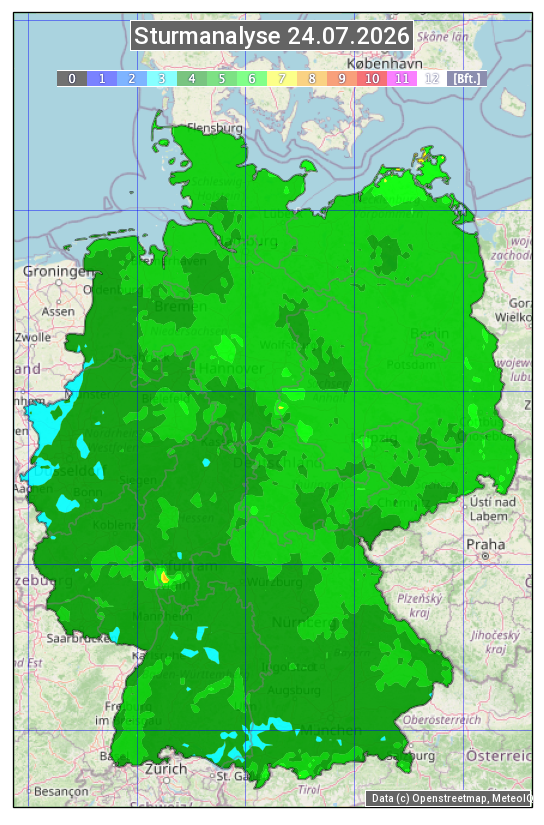 Karte mit Unwetteranalyse