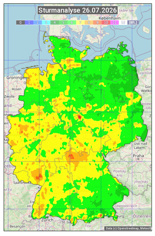 Karte mit Unwetteranalyse