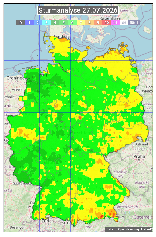 Karte mit Unwetteranalyse