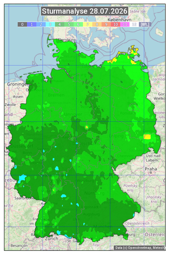 Karte mit Unwetteranalyse