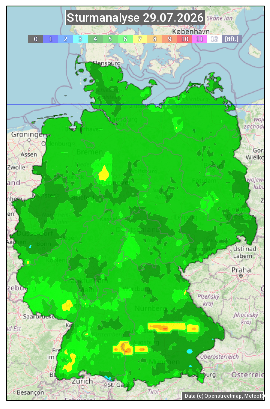 Karte mit Unwetteranalyse