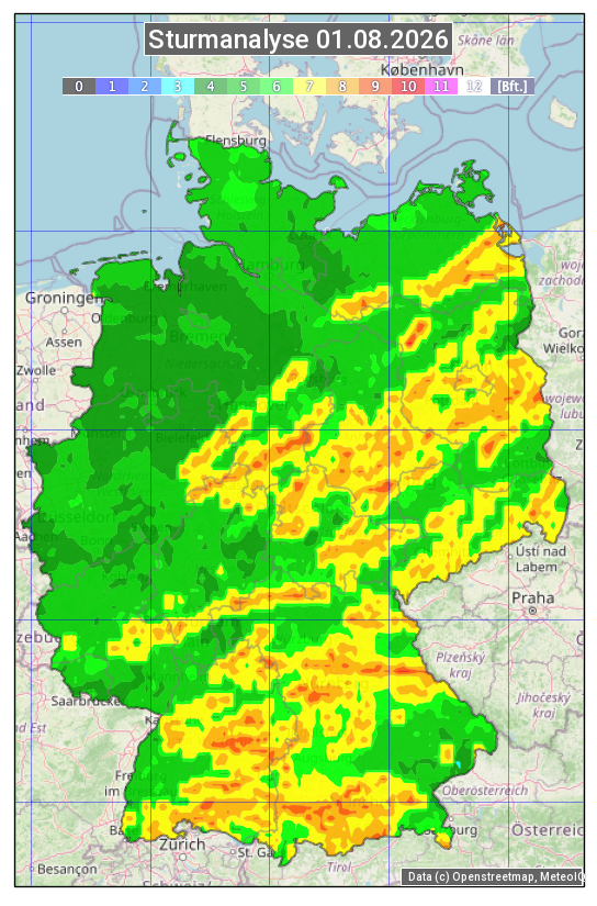 Karte mit Unwetteranalyse