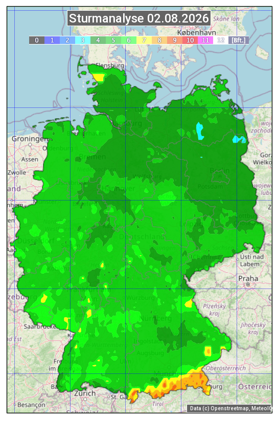 Karte mit Unwetteranalyse