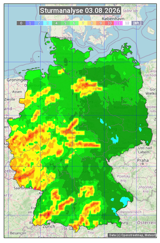 Karte mit Unwetteranalyse
