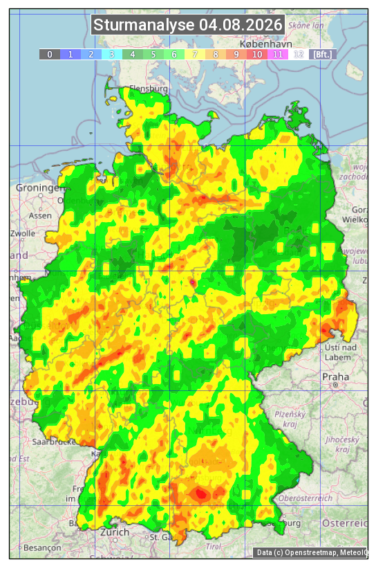 Karte mit Unwetteranalyse