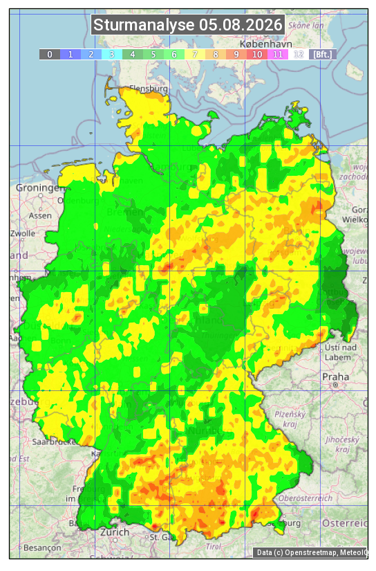 Karte mit Unwetteranalyse
