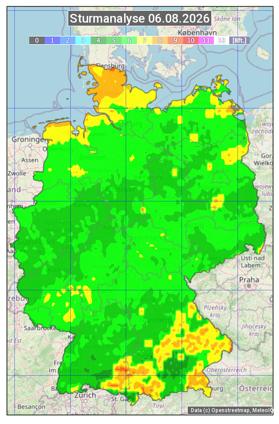 Karte mit Unwetteranalyse