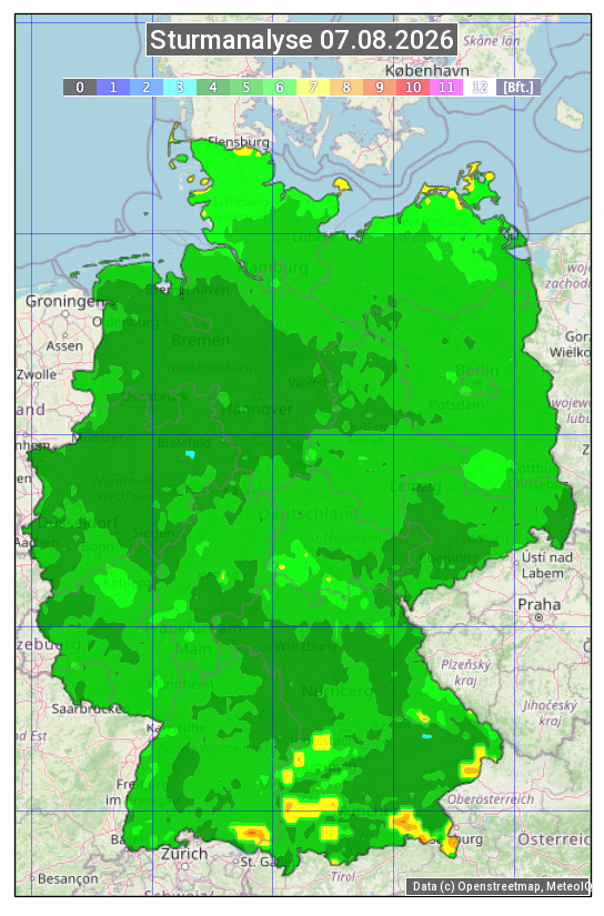 Karte mit Unwetteranalyse