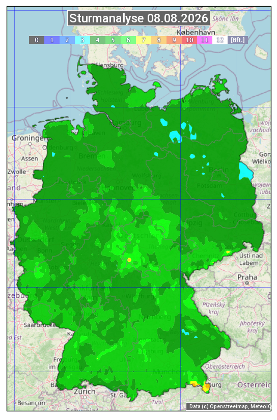 Karte mit Unwetteranalyse