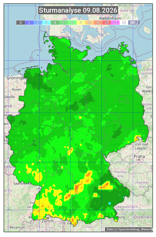 Karte mit Unwetteranalyse