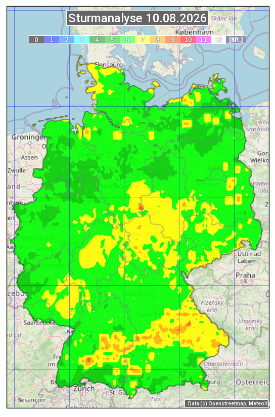 Karte mit Unwetteranalyse