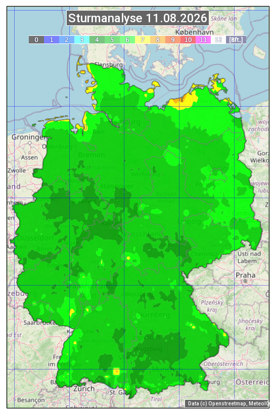 Karte mit Unwetteranalyse