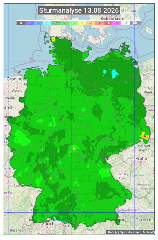 Karte mit Unwetteranalyse