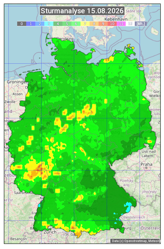 Karte mit Unwetteranalyse