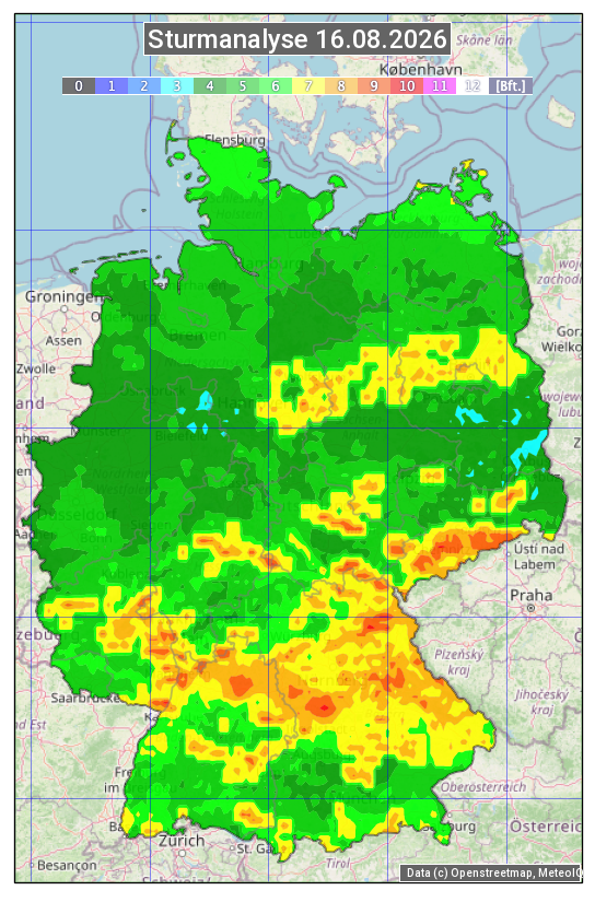 Karte mit Unwetteranalyse