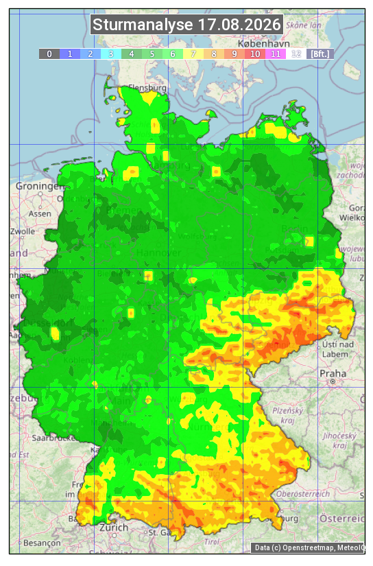 Karte mit Unwetteranalyse