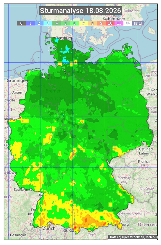 Karte mit Unwetteranalyse
