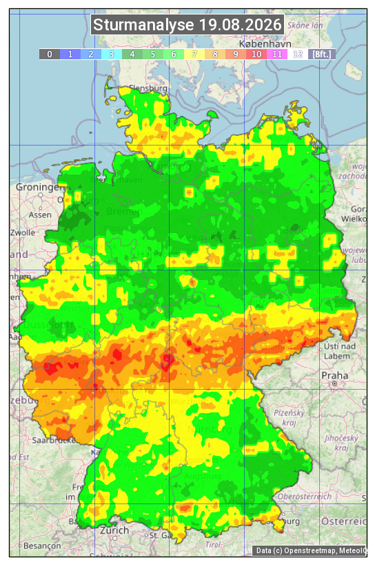 Karte mit Unwetteranalyse
