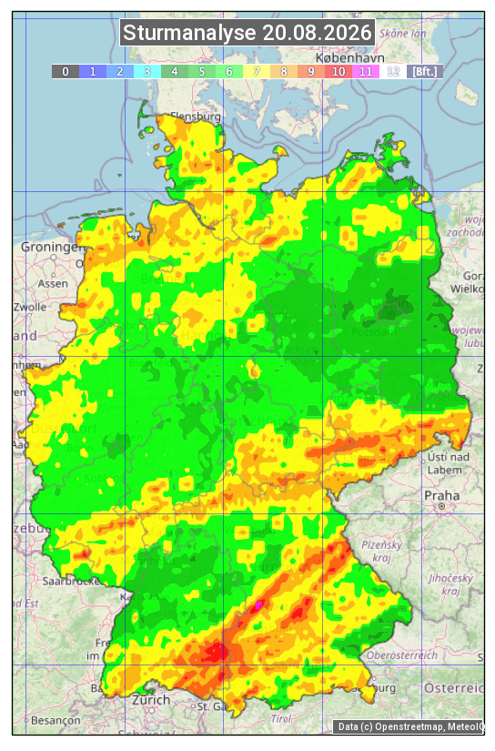 Karte mit Unwetteranalyse