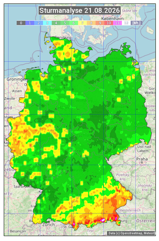 Karte mit Unwetteranalyse