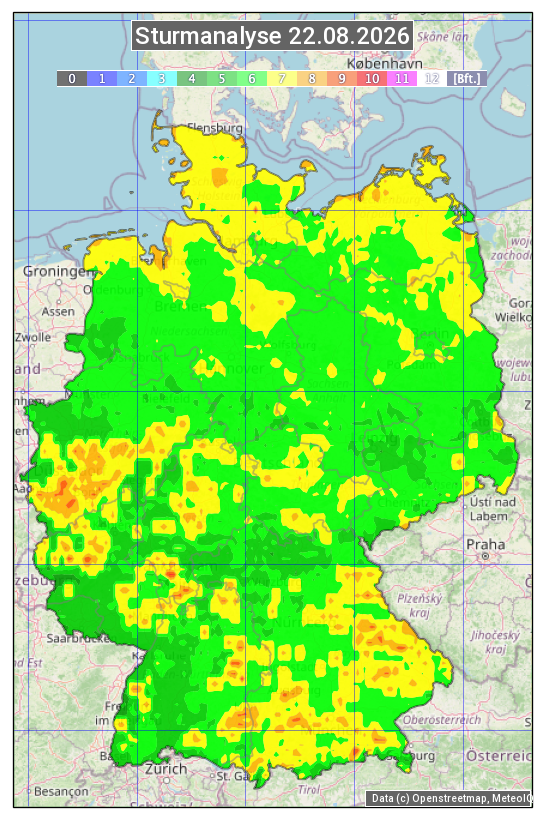 Karte mit Unwetteranalyse