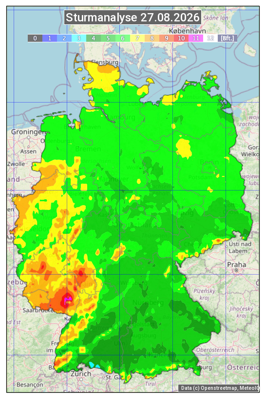 Karte mit Unwetteranalyse