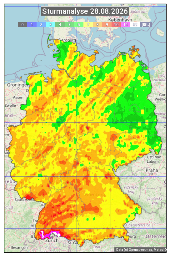 Karte mit Unwetteranalyse