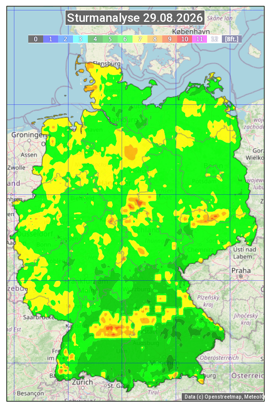 Karte mit Unwetteranalyse