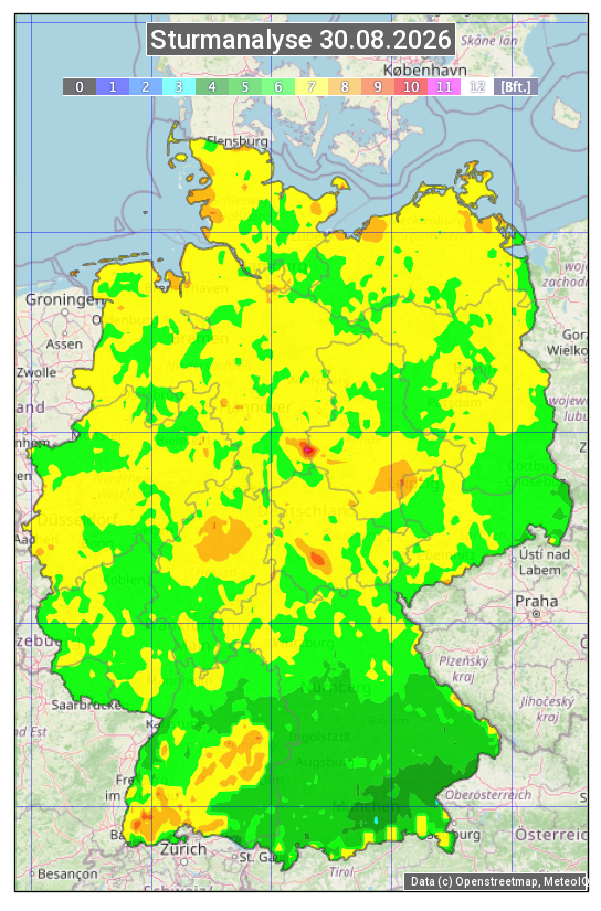 Karte mit Unwetteranalyse