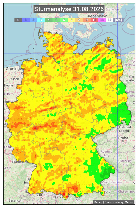 Karte mit Unwetteranalyse