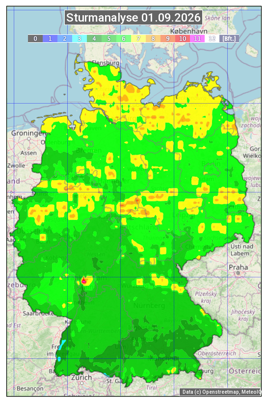 Karte mit Unwetteranalyse