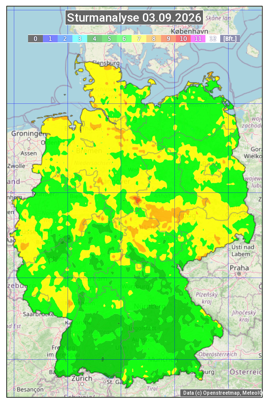 Karte mit Unwetteranalyse