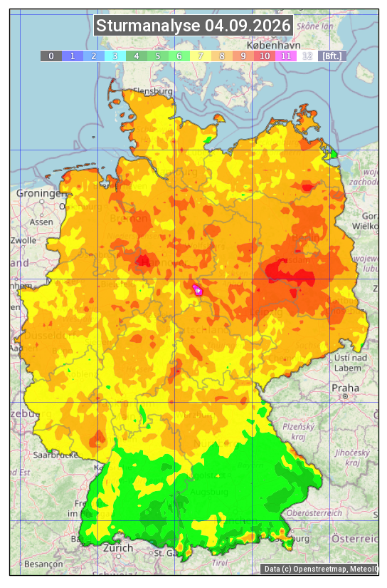 Karte mit Unwetteranalyse