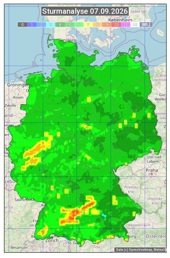 Karte mit Unwetteranalyse