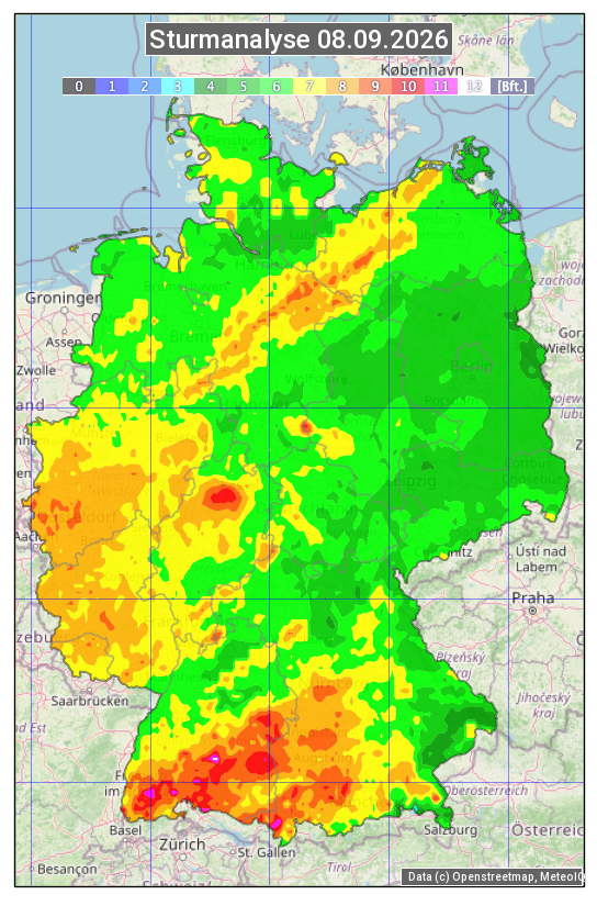 Karte mit Unwetteranalyse