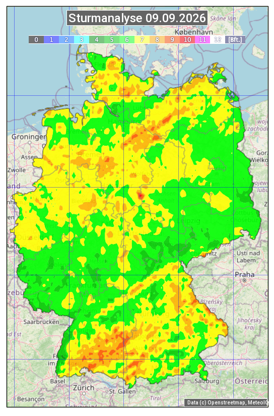 Karte mit Unwetteranalyse