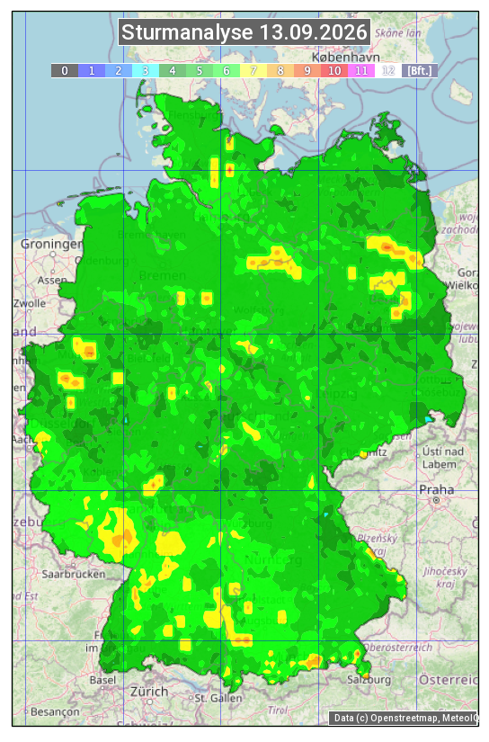 Karte mit Unwetteranalyse