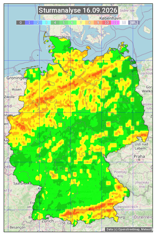 Karte mit Unwetteranalyse
