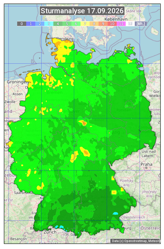 Karte mit Unwetteranalyse