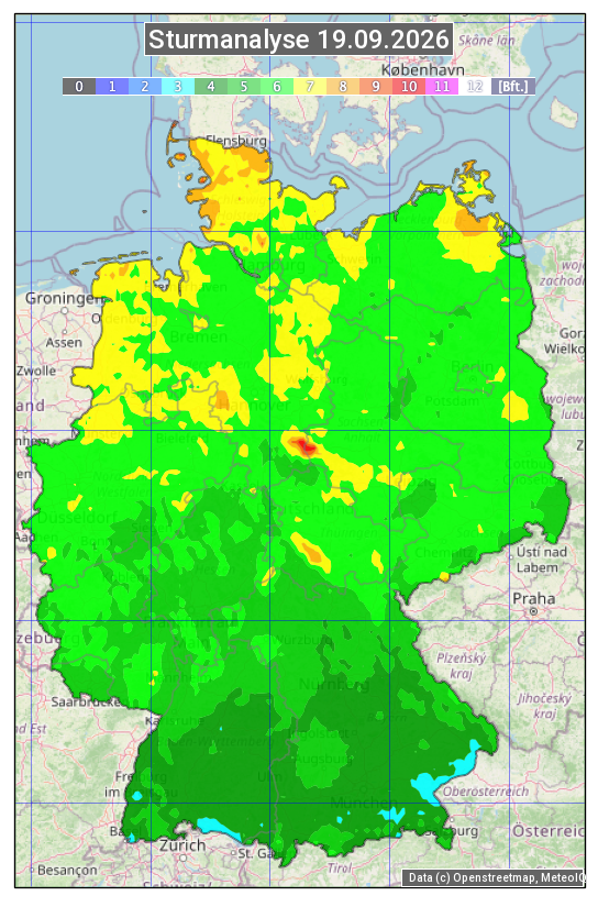 Karte mit Unwetteranalyse