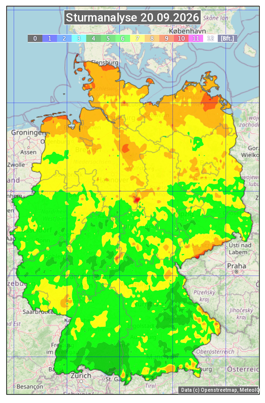 Karte mit Unwetteranalyse
