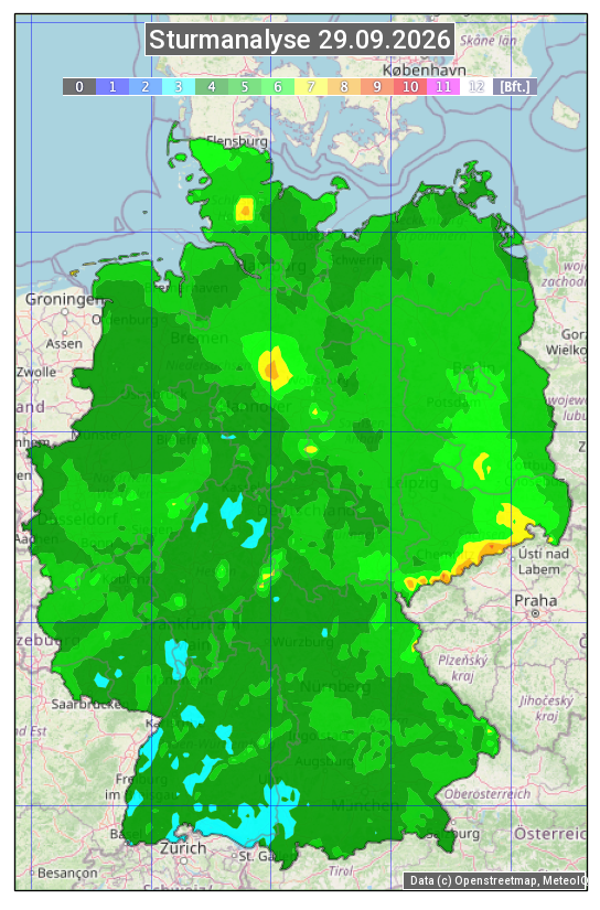 Karte mit Unwetteranalyse