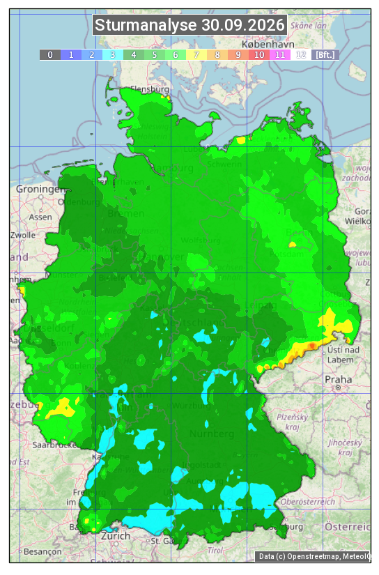 Karte mit Unwetteranalyse