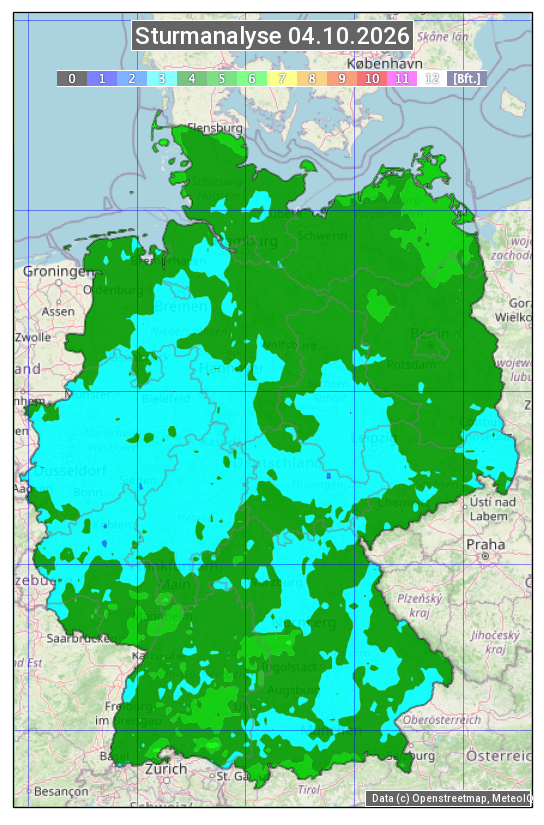 Karte mit Unwetteranalyse