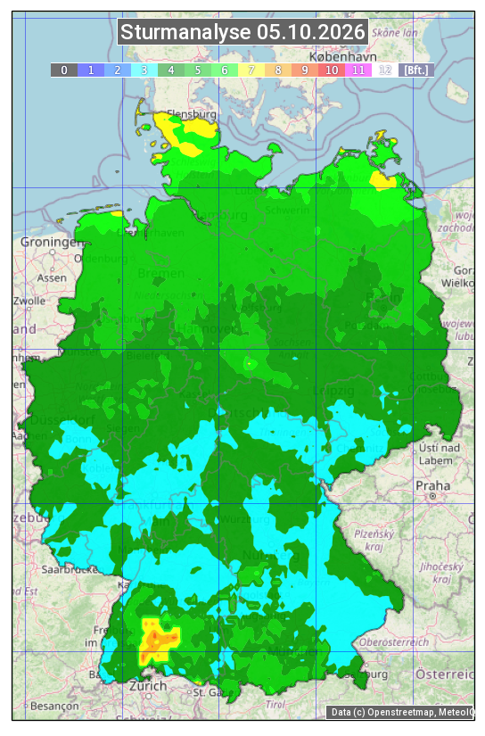 Karte mit Unwetteranalyse