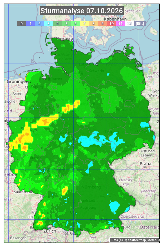 Karte mit Unwetteranalyse