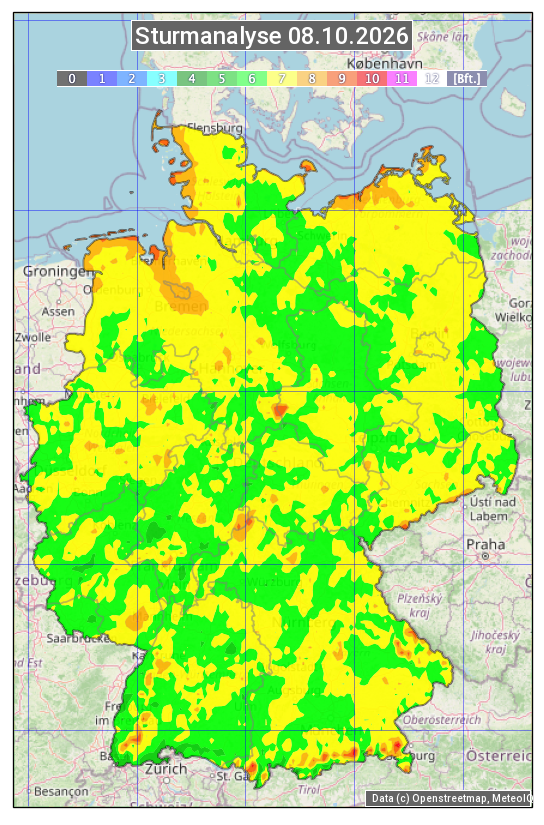 Karte mit Unwetteranalyse